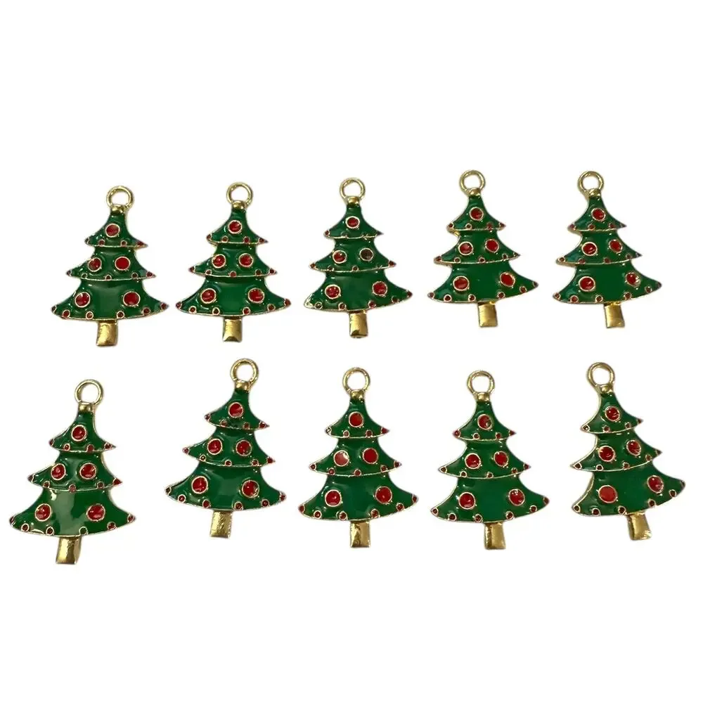 Christmas Tree Red Gold Charms Set Of 10